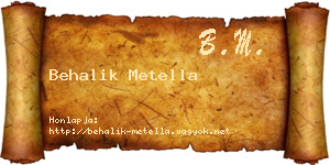 Behalik Metella névjegykártya